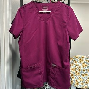 Wine Color Cherokee Workwear Revolution Scrub Top